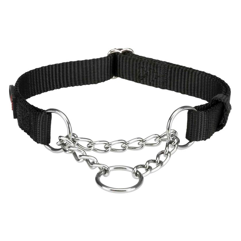 Premium Pull Stop-halsbånd svart - Størrelse S-M: 30-40 cm nakkeomkrets, B 15 mm