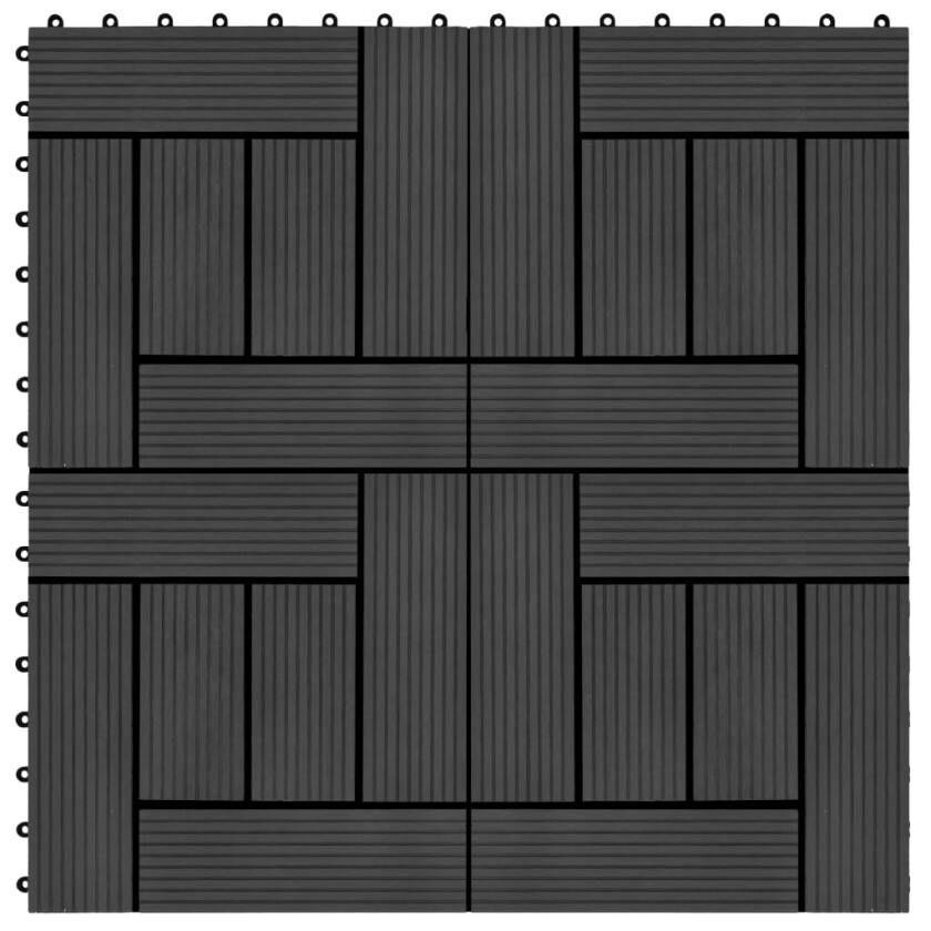 Terrassebord 22 stk 30x30 cm 2 kvm WPC svart