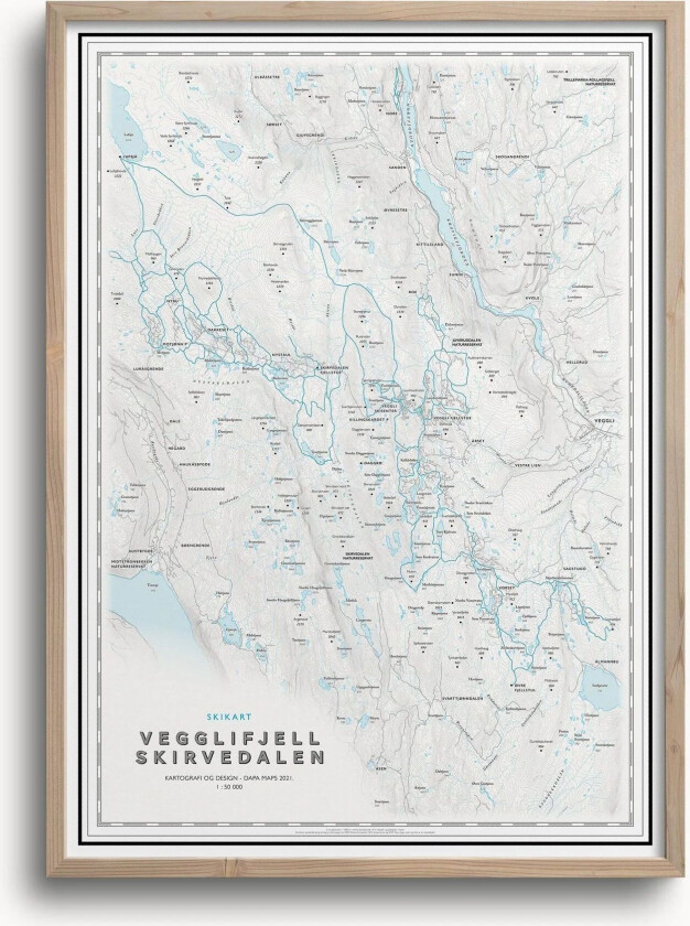 Skikart Vegglifjell - Skirvedalen (50x70 Cm) - Uten Ramme