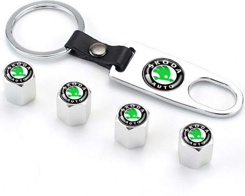 Skoda logo ventilhetter med nøkkelring