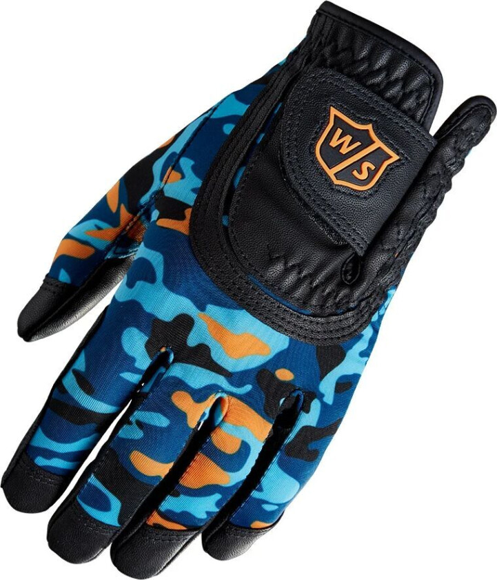 Fit All Junior Golfhanske Sort/blå/oransje Camo