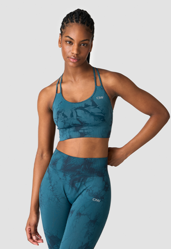 Define Seamless Tie Dye Sports Bra, Dark Teal