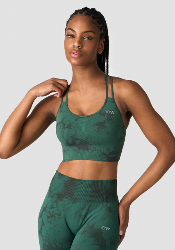Define Seamless Tie Dye Sports Bra, Hunter Green