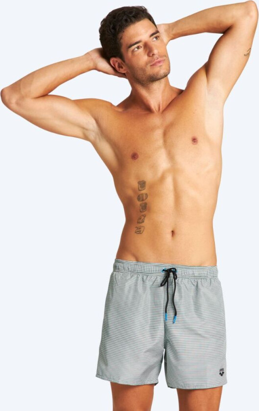badeshorts til menn - Fundamentals Allover - Hvit/mørkegrøn - Badeshorts for menn