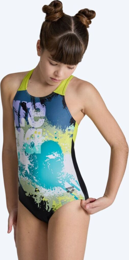 badedrakt til jenter - Waves Breaking - Svart/blå - Badedrakter for jenter - Sport/strand