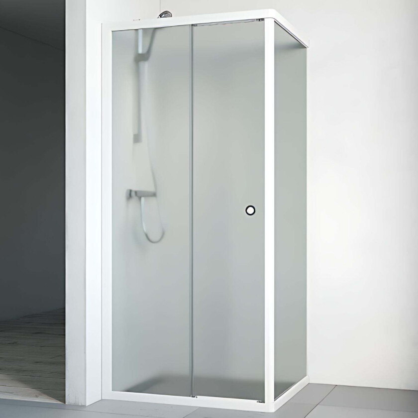 Flow Dusjhjørne Front Ice Glass Hvit / 90x100cm