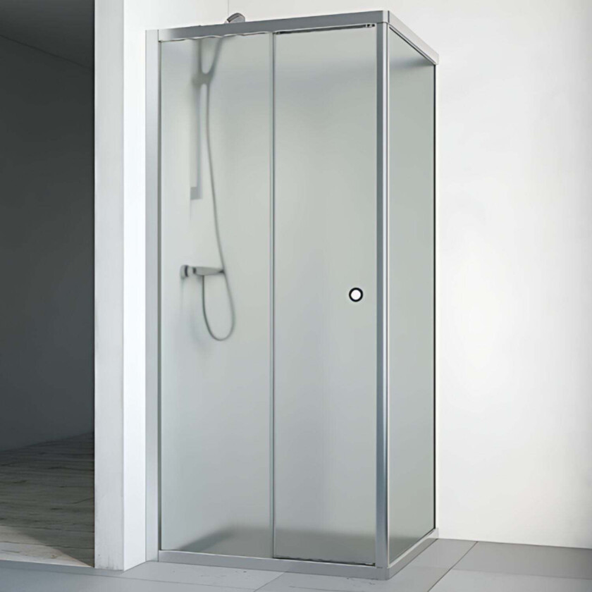 Flow Dusjhjørne Front Ice Glass Matt Aluminium / 70x100cm
