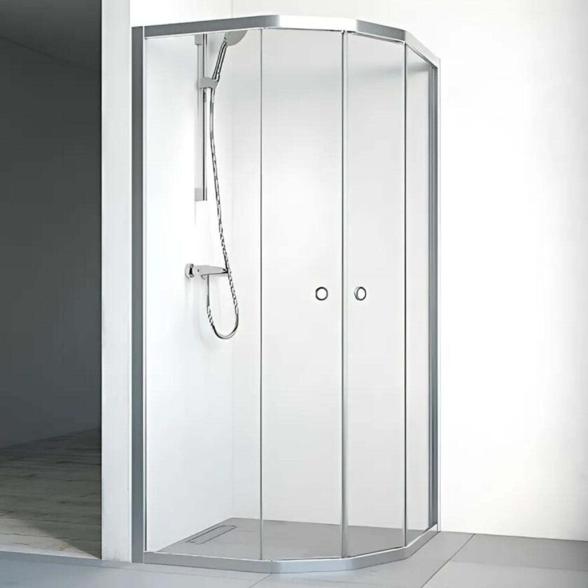 Flow Dusjhjørne Semi Matt Aluminium / 101x91cm Klart Glass