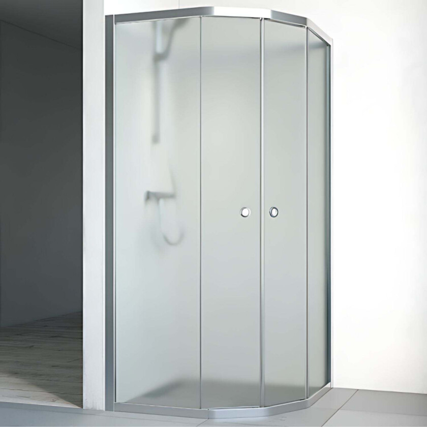 Flow Dusjhjørne Semi Matt Aluminium / 81x81cm Ice Glass