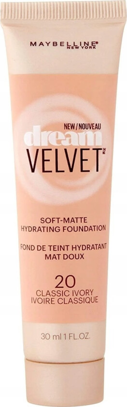 Maybelline Maybelline, Dream Velvet, Soft Matte, Cream Foundation, 20, Classic Ivory, 30 Ml For Women