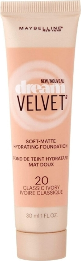 Maybelline Maybelline, Dream Velvet, Soft Matte, Cream Foundation, 20, Classic Ivory, 30 Ml For Women