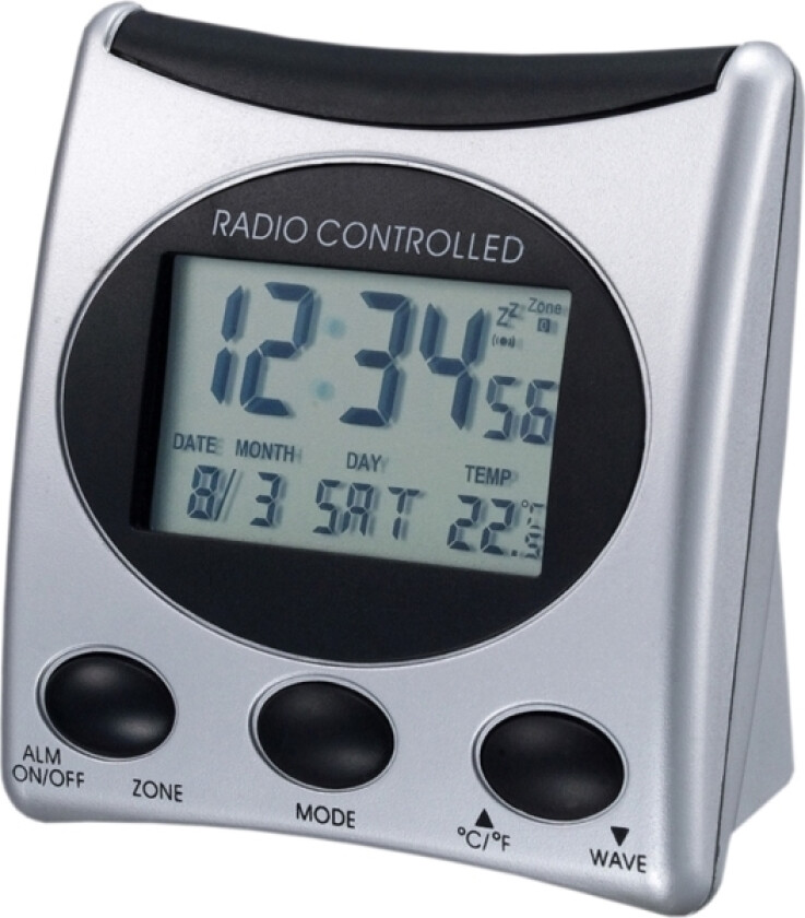 Wt 221, Digital Vekkerklokke, Sølv, 12/24H, F, °C, Universell, Lcd