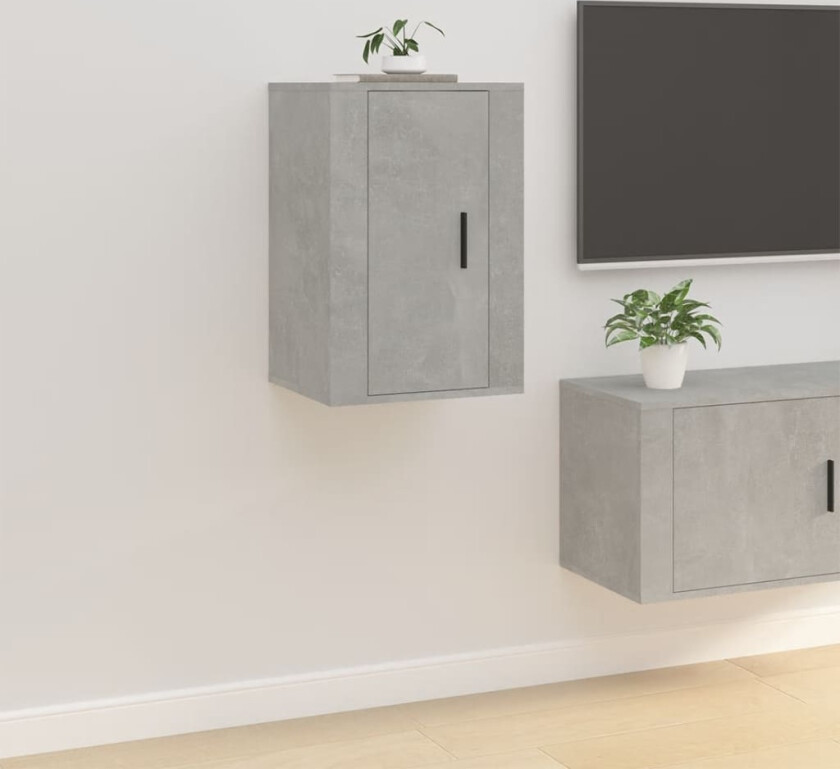 Vegghengt TV-benk betonggrå 40x34,5x60 cm