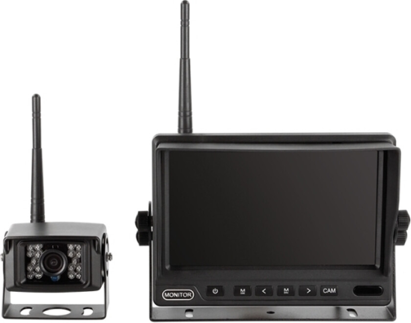 Bakkamera Sæt M. 7" Skærm Trådløs, 12/24V