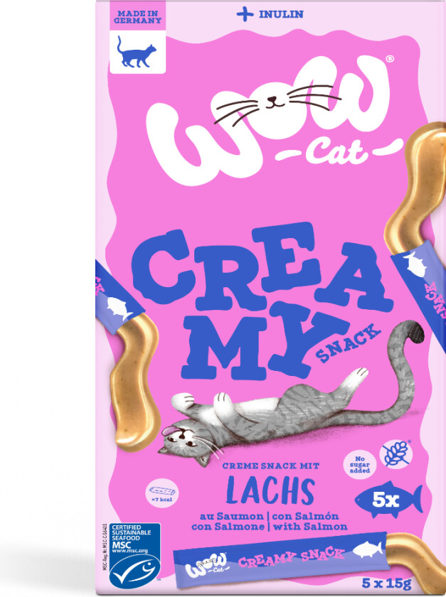 Wow Cat Creamy Snack 5 x 15 g - Laks