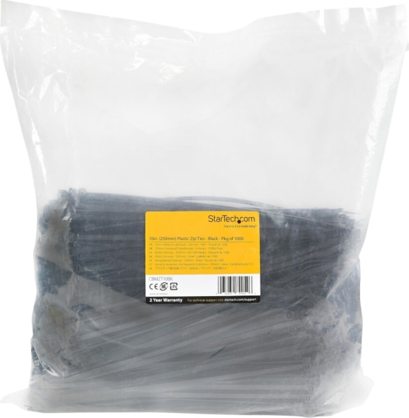 Bilde av Startech.Com 10"(25Cm) Cable Ties, 1/8"(4Mm) Wide, 2-5/8"(68Mm) Bundle Diameter, 50Lb(22Kg) Tensile Strength, Nylon Self Locking Zip Ties W/Curved Ti