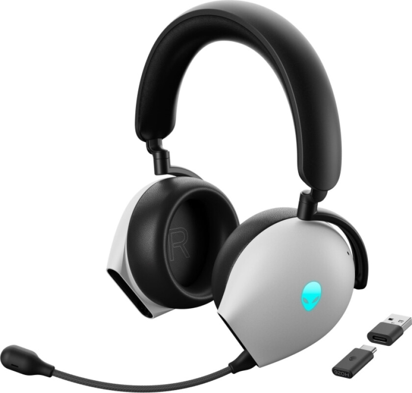Alienware Tri-Mode Wireless Gaming Headset Aw920h - Hodesett - Full Størrelse - Bluetooth / 2,4 Ghz Radiofrekvens - Trådløs, Kablet - Aktiv Støydempi