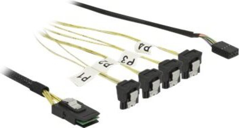 Delock - Sata/Sas-Kabel - Mini Sas (Sff-8087) Til Sata, 8-Pins Intern Strømforsyning - 50 Cm