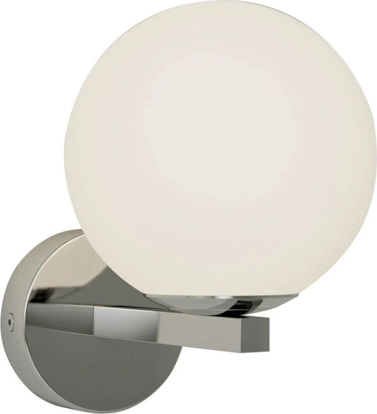 vegglampe Bidolo, kromfarget, glass, Ø 12 cm, IP44