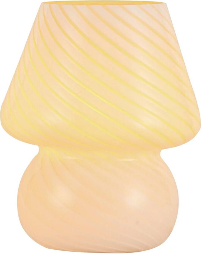 Andriana bordlampe, gul/hvit, glass, Ø 15 cm