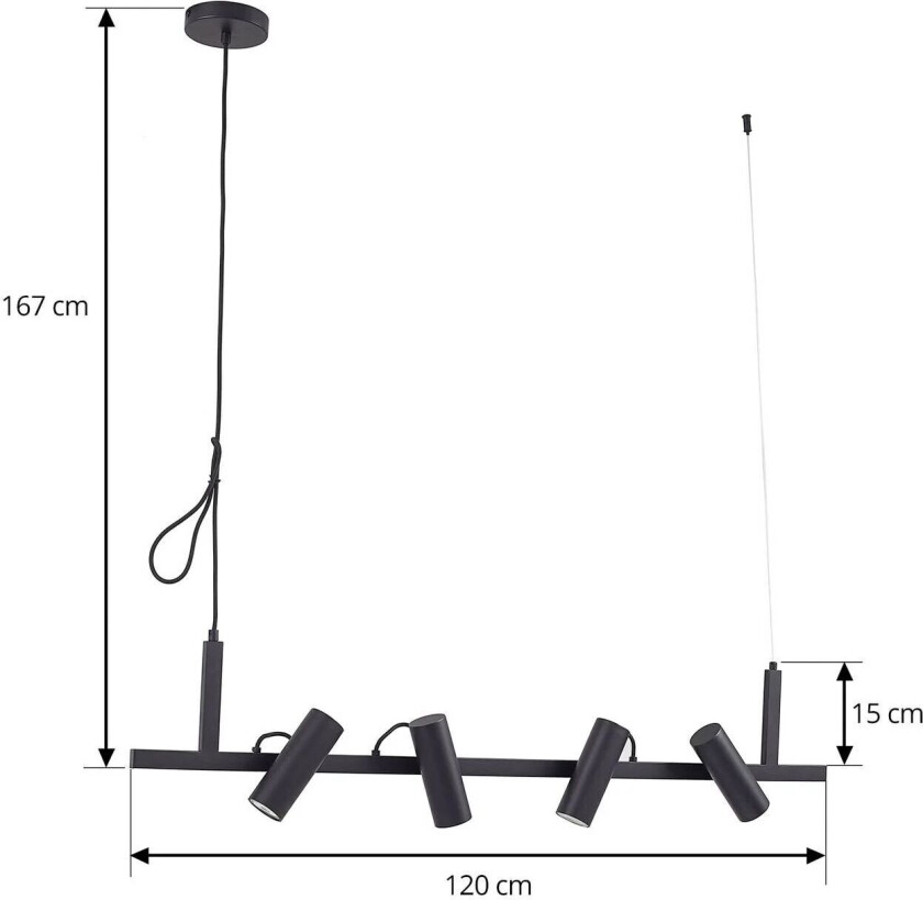 pendellampe Lysias, svart, metall