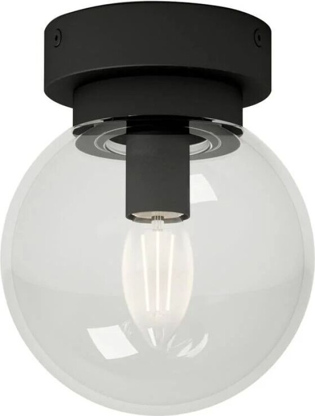 Badolo taklampe, svart, glass, Ø 15 cm, IP44