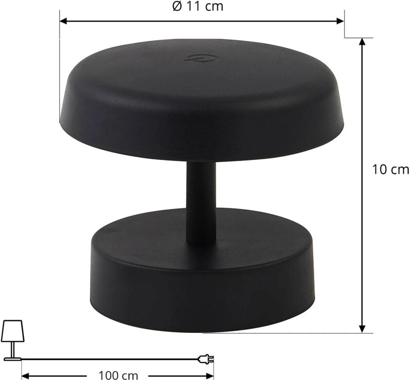 LED-bordlampe Nalani, dimbar, IP44, svart