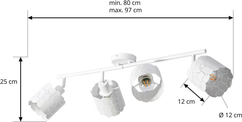 taklampe Aralena, hvit, 4 lamper