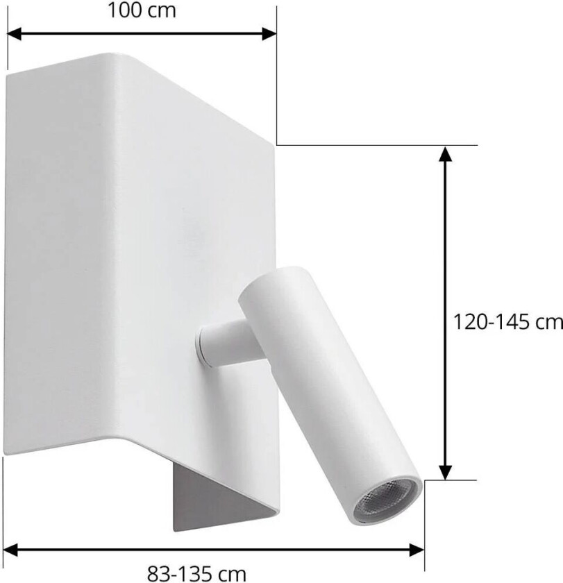 LED-vegglampe Agit, hvit, metall, berøringsdimmer