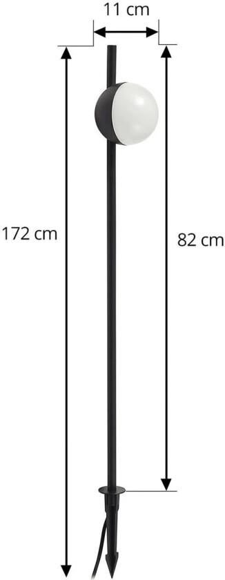 lampe med jordspyd Darleen, grå, aluminium, Ø 10 cm