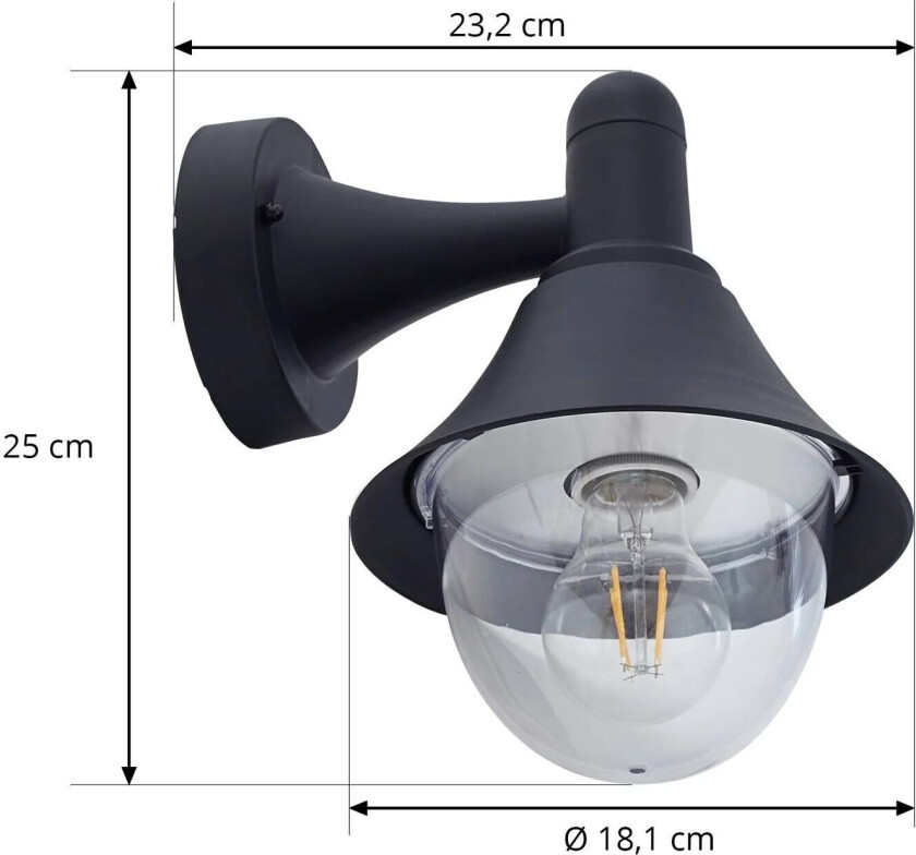 Keicy utendørs vegglampe, svart, plast, IP44
