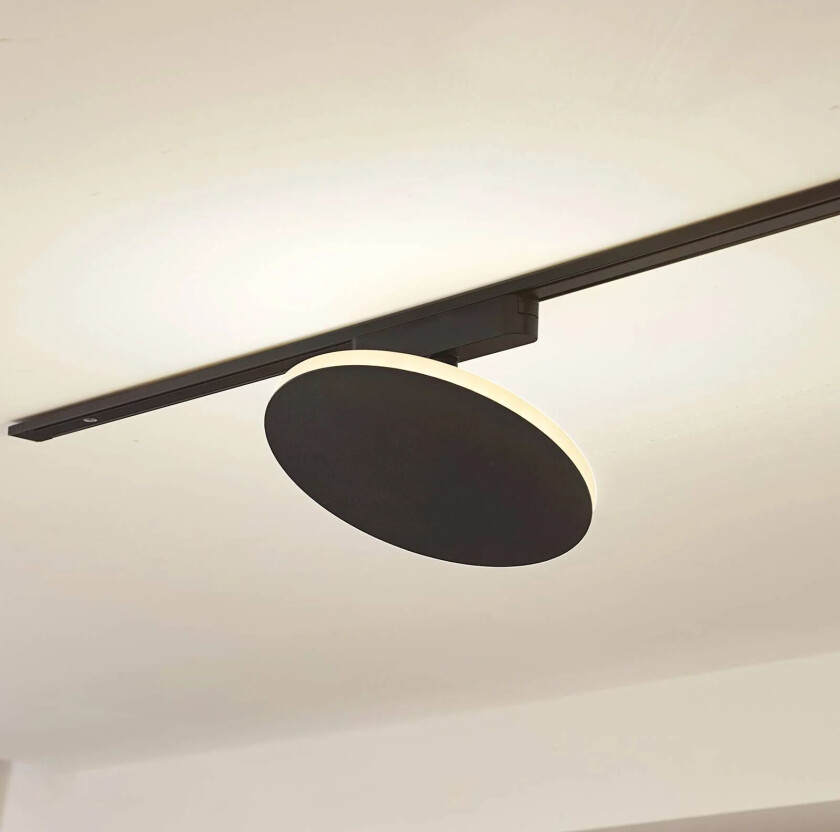 LED-skinnelampe Lumaro, svart, rund, aluminium, 48V