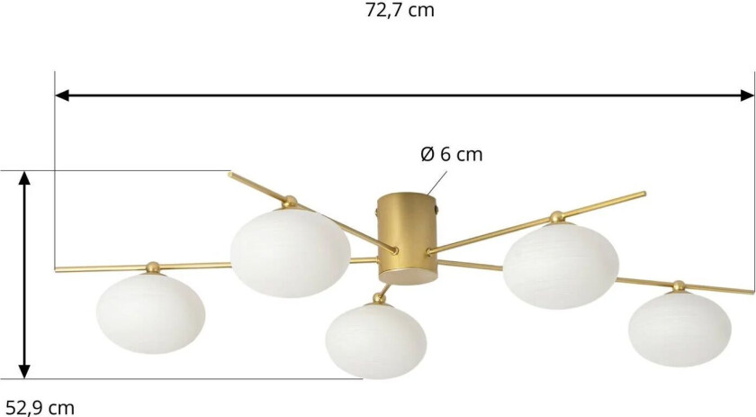 Valisa taklampe, gull, 5 lamper