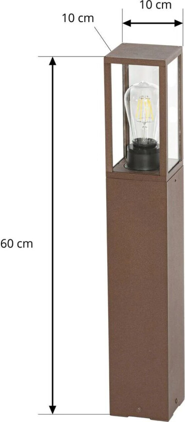 Robigus sokkellampe, rustfarget, aluminium