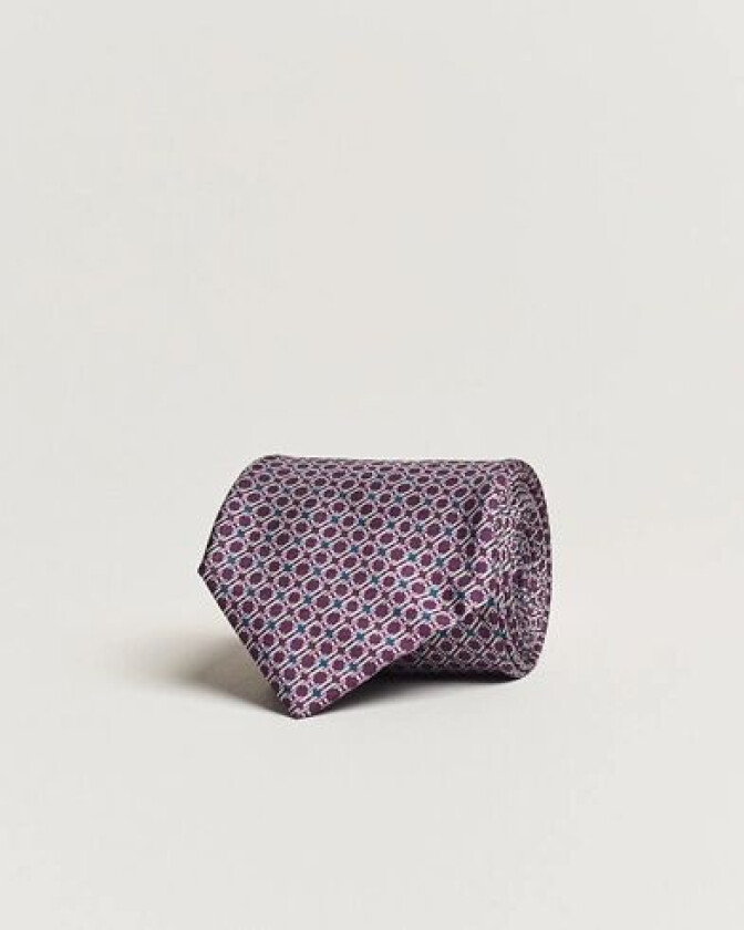 Printed Silk Tie Burgundy