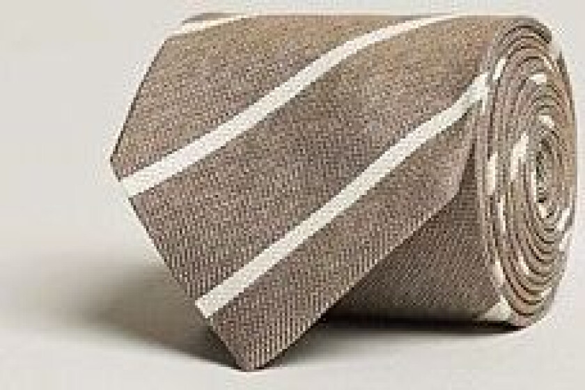 Silk Bouclé Striped 8cm Tie Beige