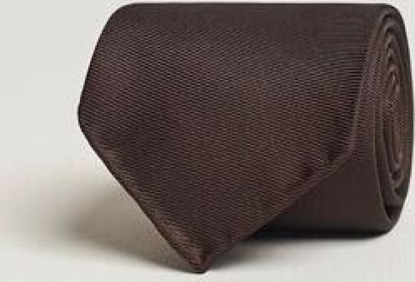 Handrolled Woven Silk 8 cm Tie Brown