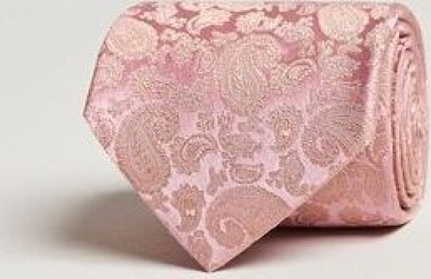 Silk Tonal Paisley Tie 8 cm Powder Pink