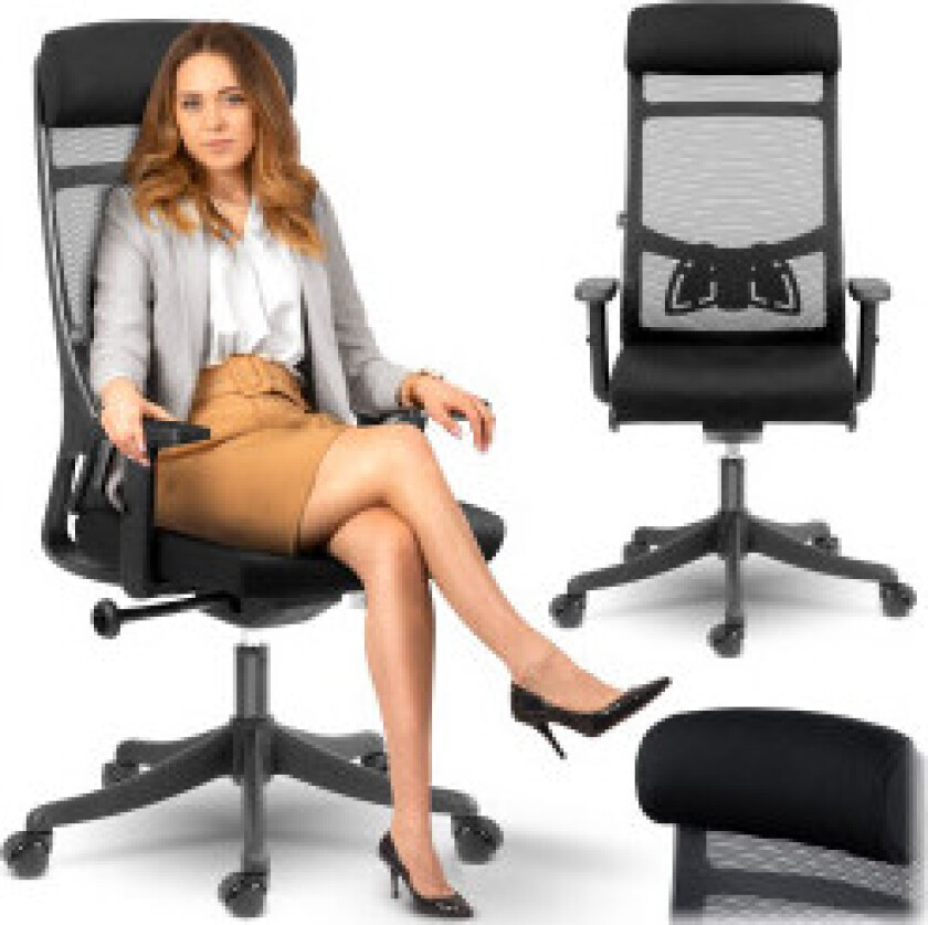 Ergonomisk kontorstol med mikronetting, Sofotel Brema, svart