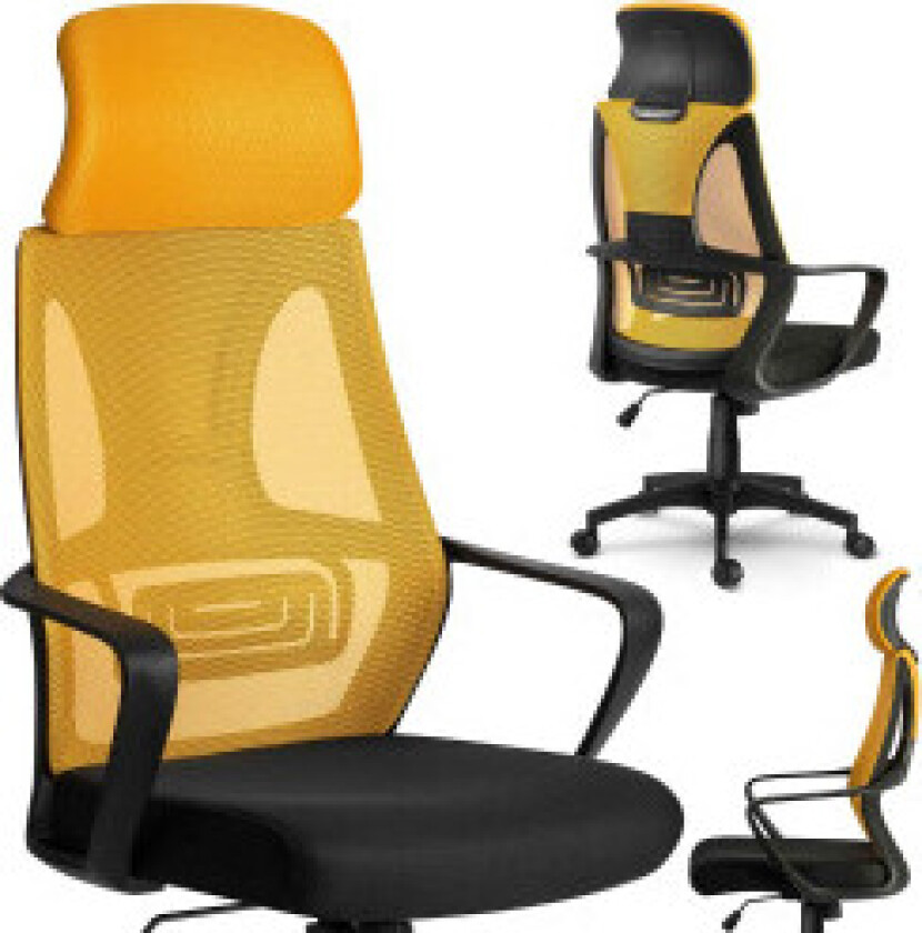 Ergonomisk kontorstol med micro mesh Praga - Gul