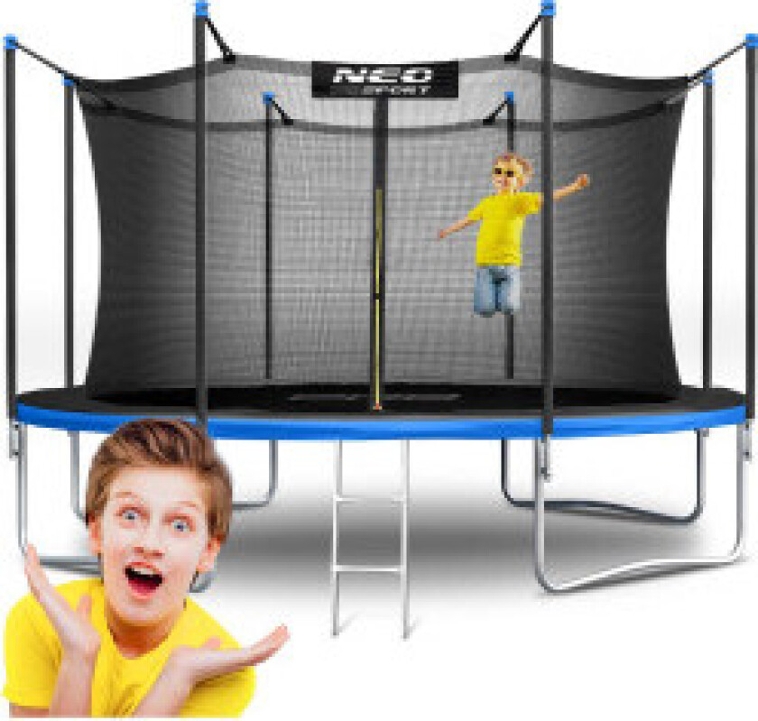 Trampoline for hage 13ft/404cm med indre sikkerhetsnett og stige Neo-Sport