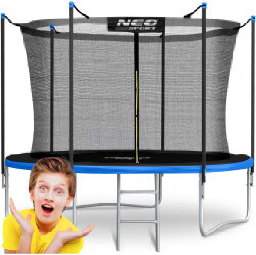 Trampoline for hage 183 cm med innebygget nett og stige fra Neo-Sport