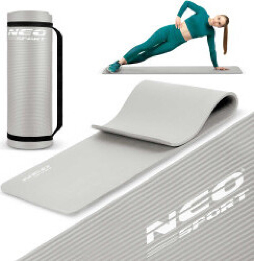 Treningsmatte Neo-Sport 183 x 60 cm - Grå