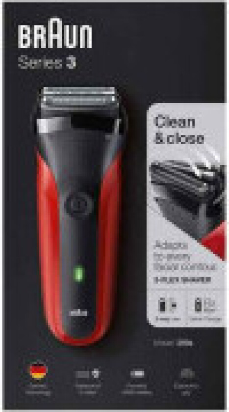 Braun Barbermaskin Serie3 300S rød