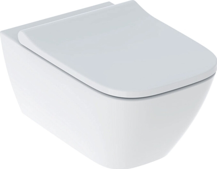 Geberit Geberit Smyle Square Vegghengt Toalettskål, Traktformet, B35,5Cm, H37,5Cm, T54cm, Skjulte Fester, Rimfree, Med Toalettsete, Toppmontering, Me