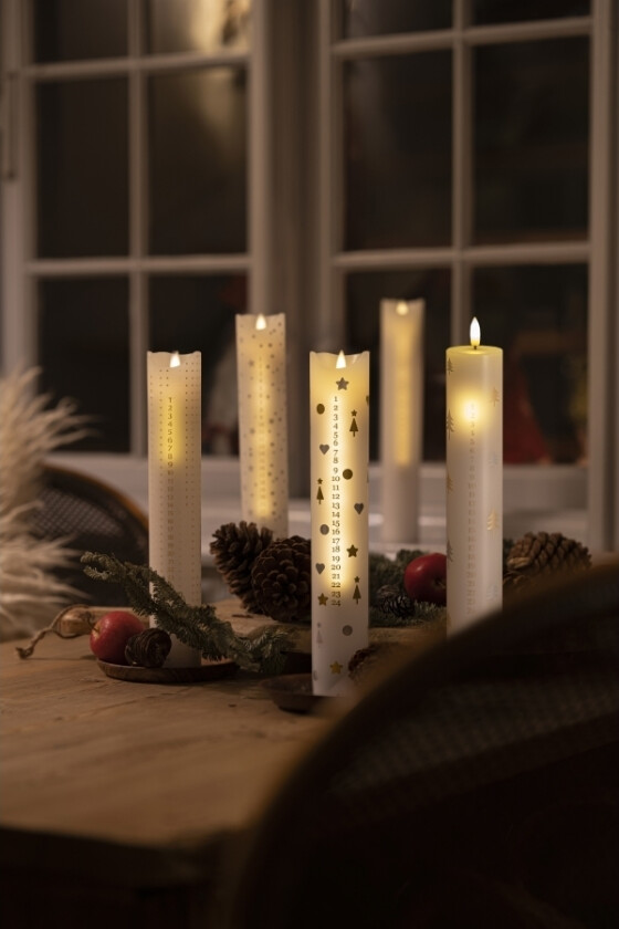 Sirius Sara Calendercandle Ø4,8Xh29cm, White/Gold