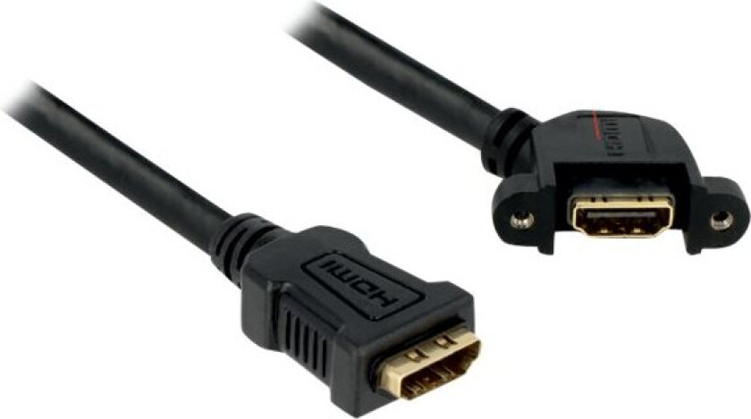 Delock Panel-Mount - Hdmi-Kabel - Hdmi Hunn Til Hdmi Hunn - 25 Cm - Svart - 110°-Kontakt