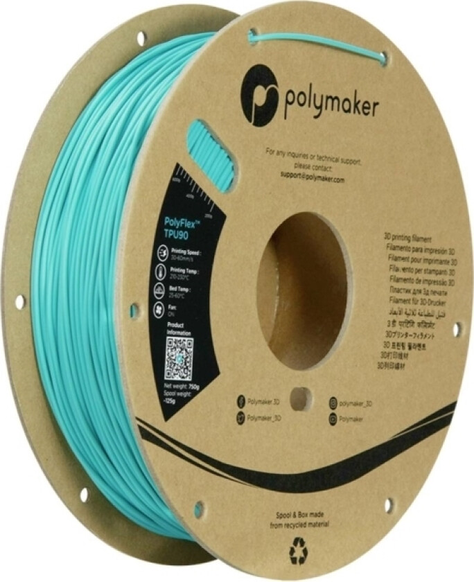 Polymaker Pd02005 Tpu90 Filament Tpu Fleksibel 1.75 Mm 750 G Blå-Grøn Polyflex™ 1 Stk