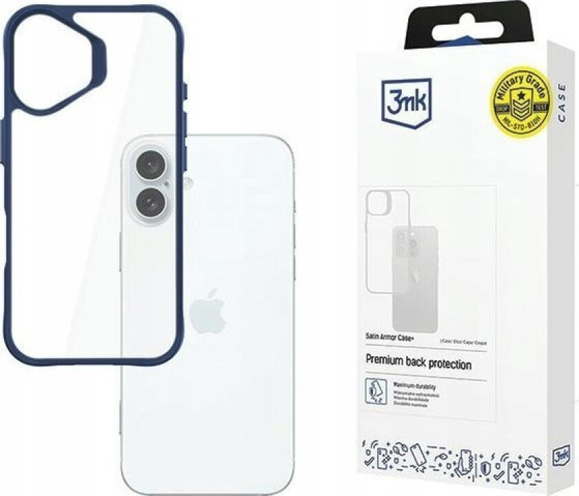 3Mk Satinarmor+ Case Iphone 16 Plus 6.7" Blue/Blue Military Grade