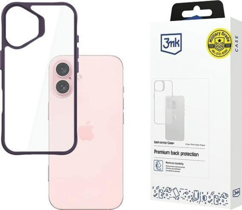 3Mk Satinarmor+ Case Iphone 16 6.1" Purple Military Grade